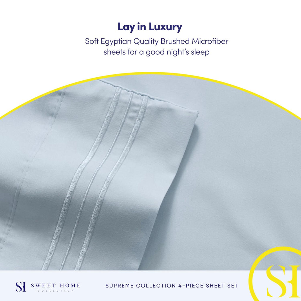Queen Size Bed Sheets - Breathable Luxury Sheets with Full Elastic & Secure Corner Straps Built In - 1800 Supreme