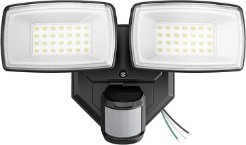 32W 2 Head Motion Sensor Outdoor Lights, 3200LM 6500K LED Security Light Hardwired, Dusk to Dawn, Motion Detector