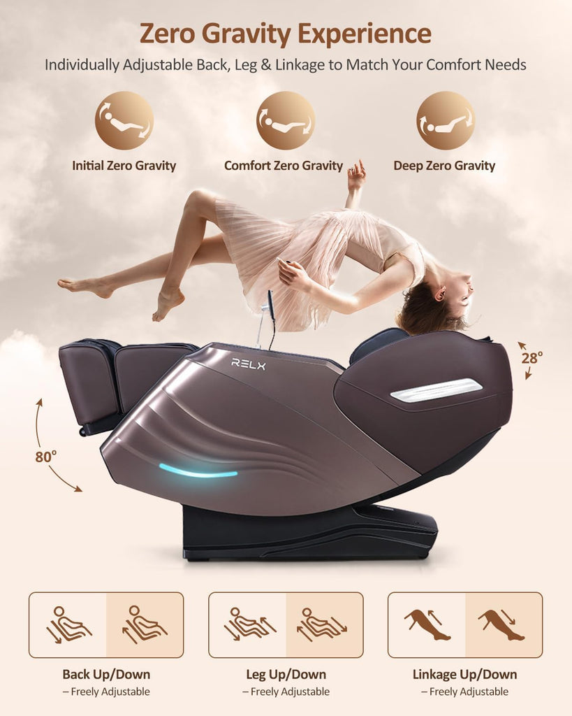 Massage Chair Full Body with Body Scan, Zero Gravity, SL-Track, Brown | 20 Modes Shiatsu Massage Chair Built-in Heat
