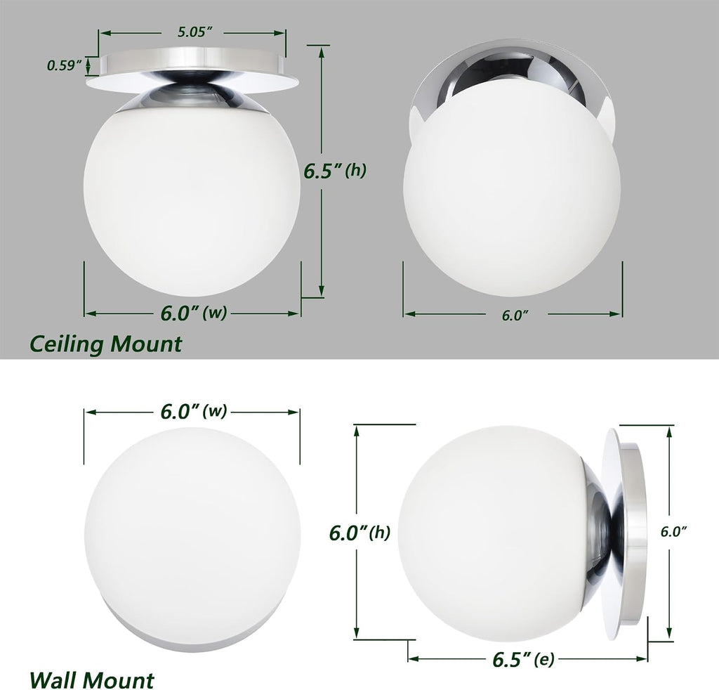 Chrome Wall Sconces, 1 Light Modern Globe Sconce, Wall Light Bathroom Living Room & Hallway Vanity Lighting, Ceiling