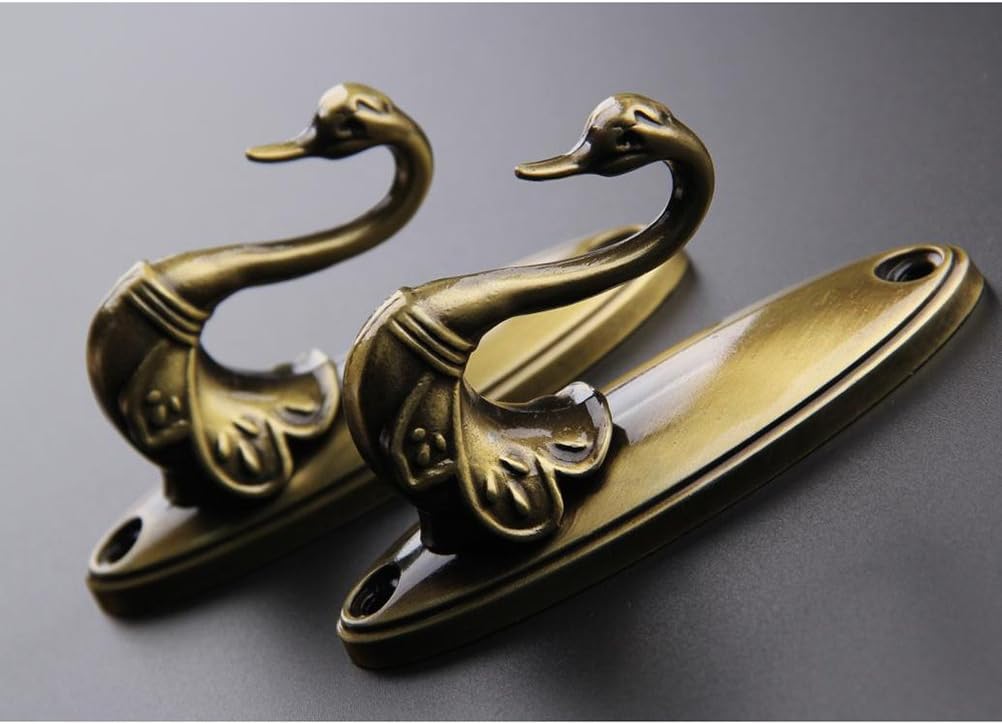Pair of Swan Style Drapery Curtain Holdbacks Tieback Hooks Tiebacks, U-Shaped Metal Curtain Hooks for Wall, Vintage