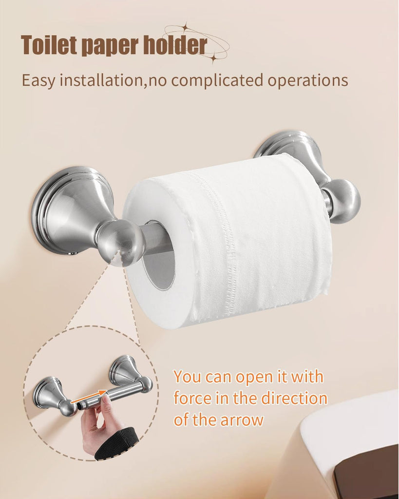 Nickel Bathroom Hardware Set, 5-Piece Bath Accessories Set Wall Mount Includes 20 in Towel Bar, 16 in Towel Bar