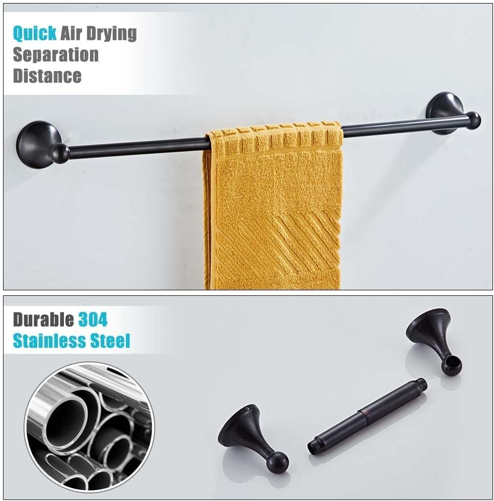 8 Piece Bathroom Accessory Set(Adjustable Towel Bar, Towel Ring, Toilet Paper Holder,Towel Robe Hook), Wall Mounted