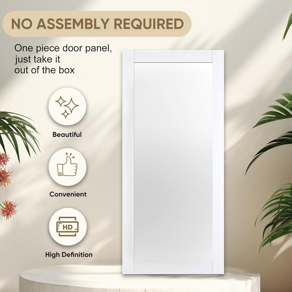 32" x 80" Sliding Pocket Door, Includes Wooden Frame Mirror Door Panel and Soft Close Pocket Frame K