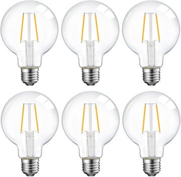 5W Dimmable G25 LED Globe Light Bulb, G25 LED Vintage Light Bulb, 60W Equivalent, 500Lumens, 2700K Soft White, E26 - Set of 6