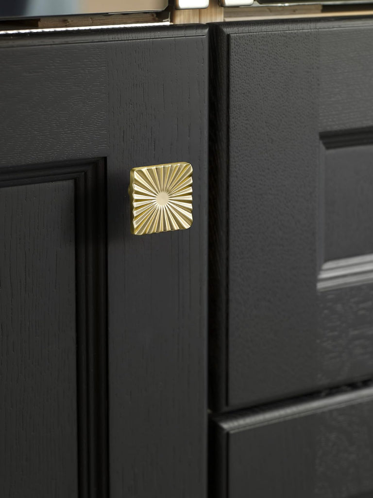2 Pack Gold Cabinet Knobs Square Brushed Brass Drawer Pulls Bathroom Dresser Handles Hardware Zinc Alloy