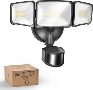 72W 7400LM LED Security Lights w/PIR Motion Sensor Outdoor, 5000K Daylight Dusk to Dawn Aluminum Flood Light, 3