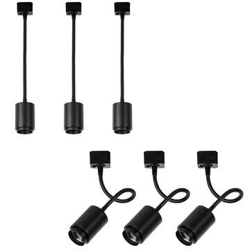 Set of Six Flexible Hose Mini Black Aluminium Spotlight H-Type Track Mounted 5W Warm White COB Focusing Adjusted