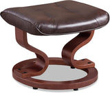 Modern Reclining Swivel Lounge Chair and Ottoman — Brown Faux Leather