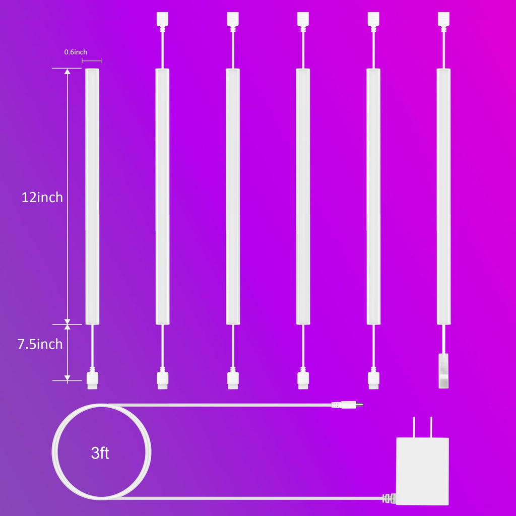 6 Pack RGB Under Cabinet Lights with App and Remote Control