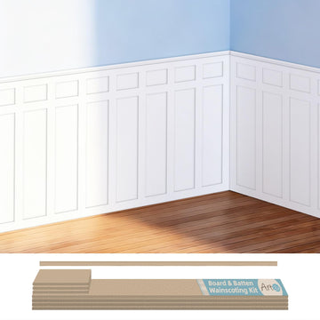 Premade Paintable Board and Batten Wainscoting Kit, 94.5 x 54 in