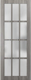 Slab Barn Door Panel Frosted Glass 12 Lites | Felicia 3312 Ginger Ash Grey | Sturdy Finished Doors |