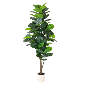 6FT Faux Fiddle Leaf Fig Tree, Artificial Ficus Lyrata Silk Trees with Decoration Pot, Large Fake Plants, 84