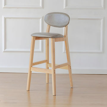 Modern Armless Backrest Counter Stool Soild Wood Bar Chair Counter Height with Pedal and PU Leather Dining Living