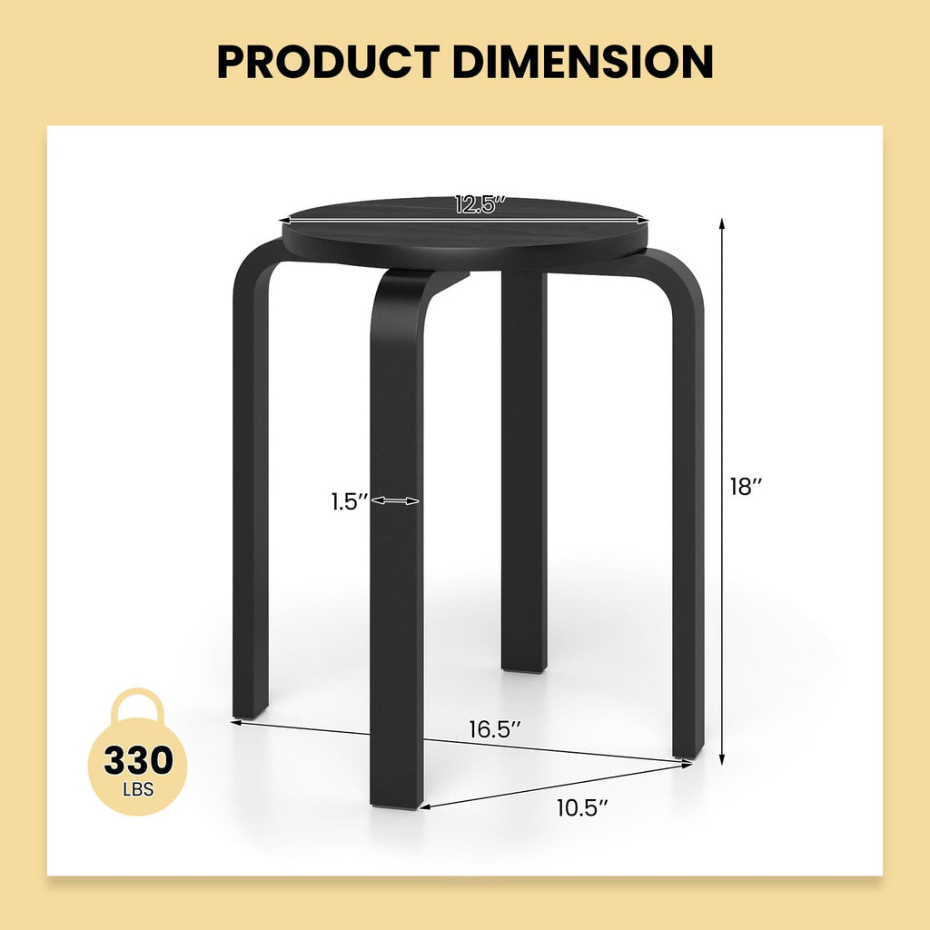 Wood Stackable Stools Set of 4, 18" Round Backless Classroom Stools