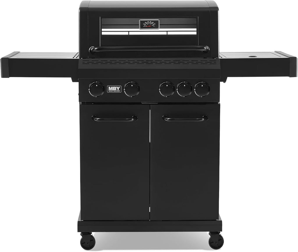 4-Burner Propane Gas Grill with Side Burner, 50,000 BTU BBQ Grill with Cast Iron Grates, Stainless Steel Griddle, and Heavy-Duty Construction for Patio and Backyard