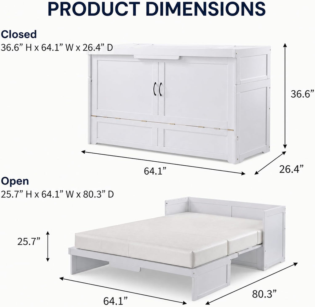 Murphy Cube Cabinet Bed (White, Queen)