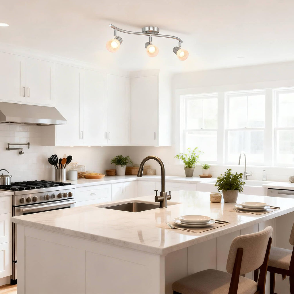 3 Light Curved Track Lighting Brushed Nickel