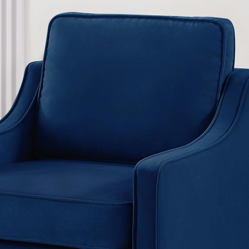 29" Modern Armchair,Living Room Single Seat Sofa,Upholstered Velvet Chair,with Wooden Legs, ,Navy