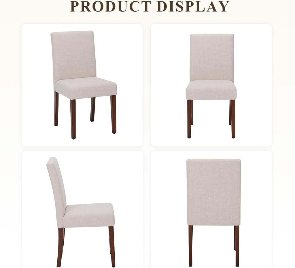 Upholstered Dining Chairs Set of 2, Fabric Dining Room Chairs, Modern Wooden Dining Chair, Kitchen Side Chairs