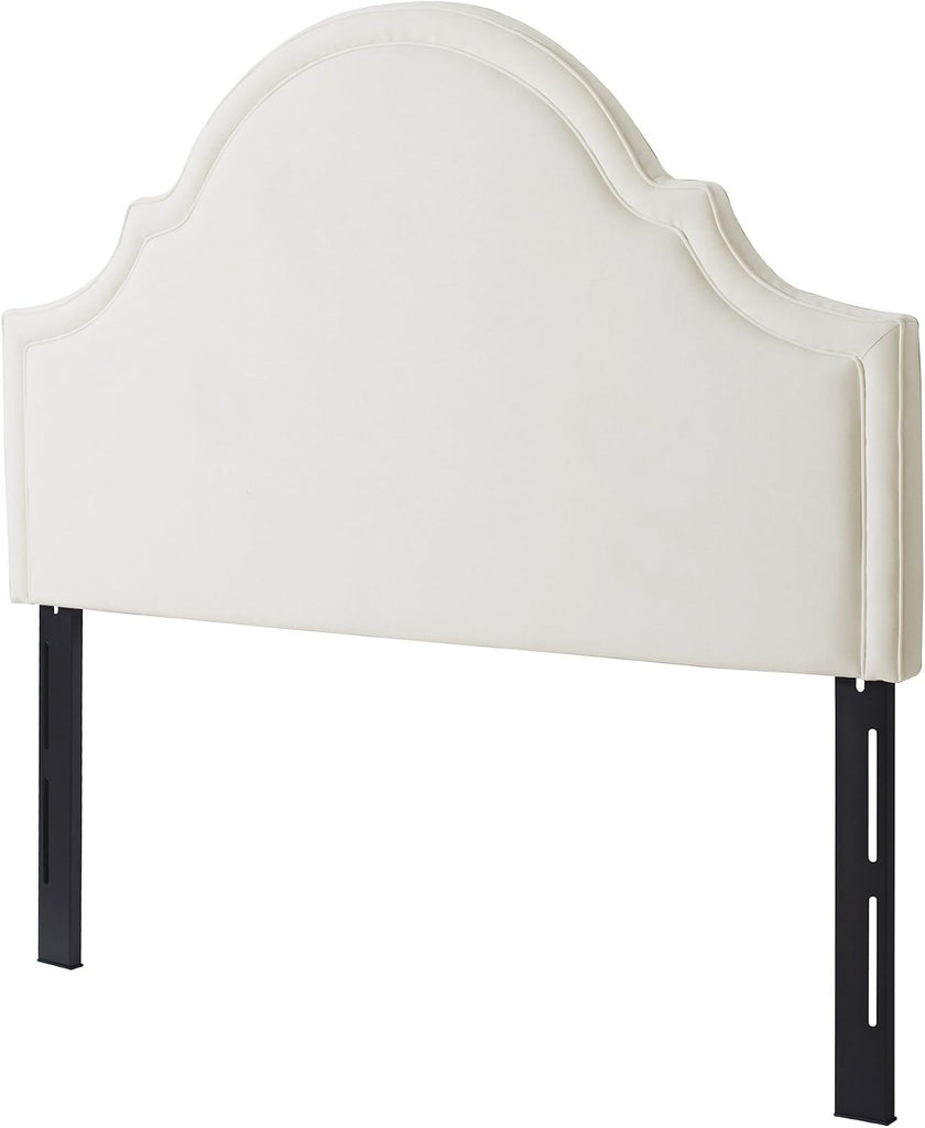 Upholstered Queen Headboard, Antique White Woven