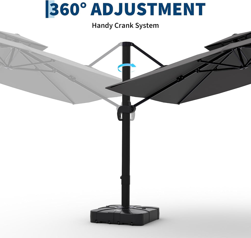 10x10 ft Square Outdoor Umbrella, Cantilever Patio Umbrella