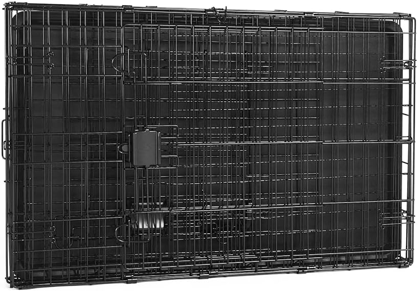 Portable, Easy to Assemble, Foldable Metal Wire Dog Crate with Removable Tray, Double Door, Divider Panel, Handle