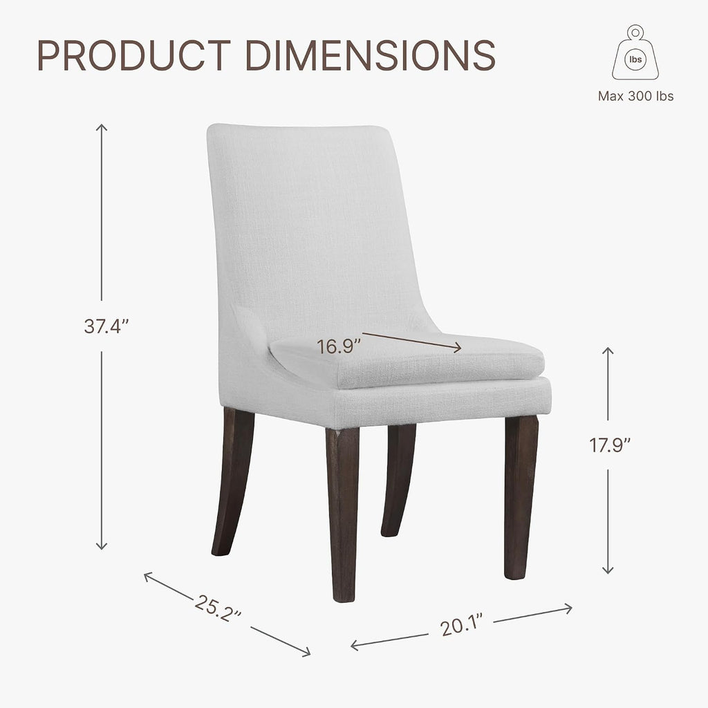 Upholstered Dining Chairs Modern Sidechair Performance Fabric High Back Armlesschair for Diningroom Kitchen,White,Set