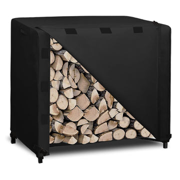 4 Feet Outdoor Log Rack Cover Waterproof Weatherproof Firewood Cover with Openable Front Flap, (Cover Only, Rack Not