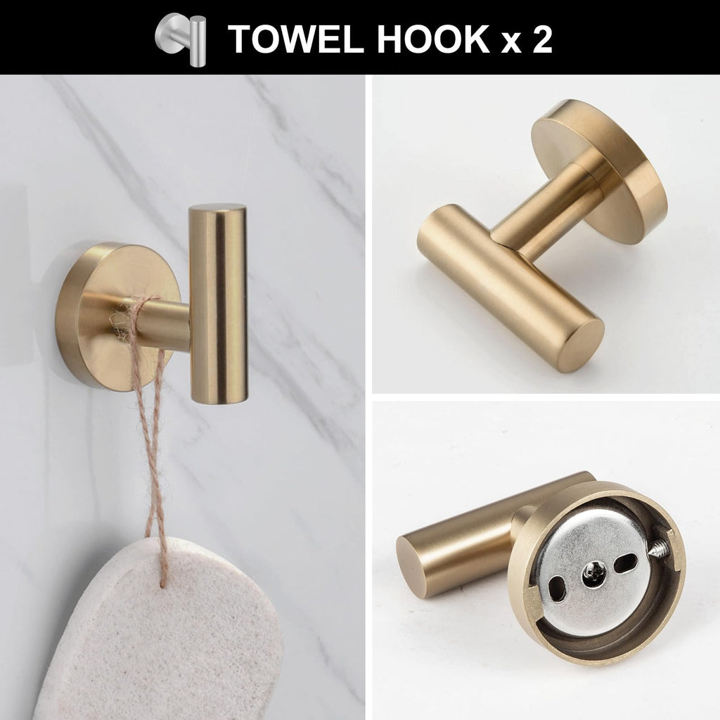 5 Piece Champagne Gold Bathroom Hardware Set