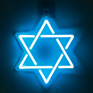 Star of David Neon Sign, Hanukkah Decoration Jewish Star Blue Neon Light, LED Wall Decor, Housewarming Birthday Gifts
