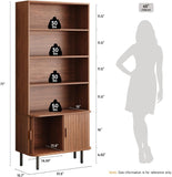 71" Tall Bookshelf, 4-Tier Bookcase with Storage Cabinet & Adjustable Storage Shelf