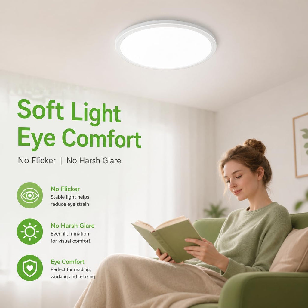 6Pack 12-Inch LED Flush Mount Ceiling Lights, 24W 3200Lumens 5 CCT Adjustable (3000K-6500K), Round Bright Light
