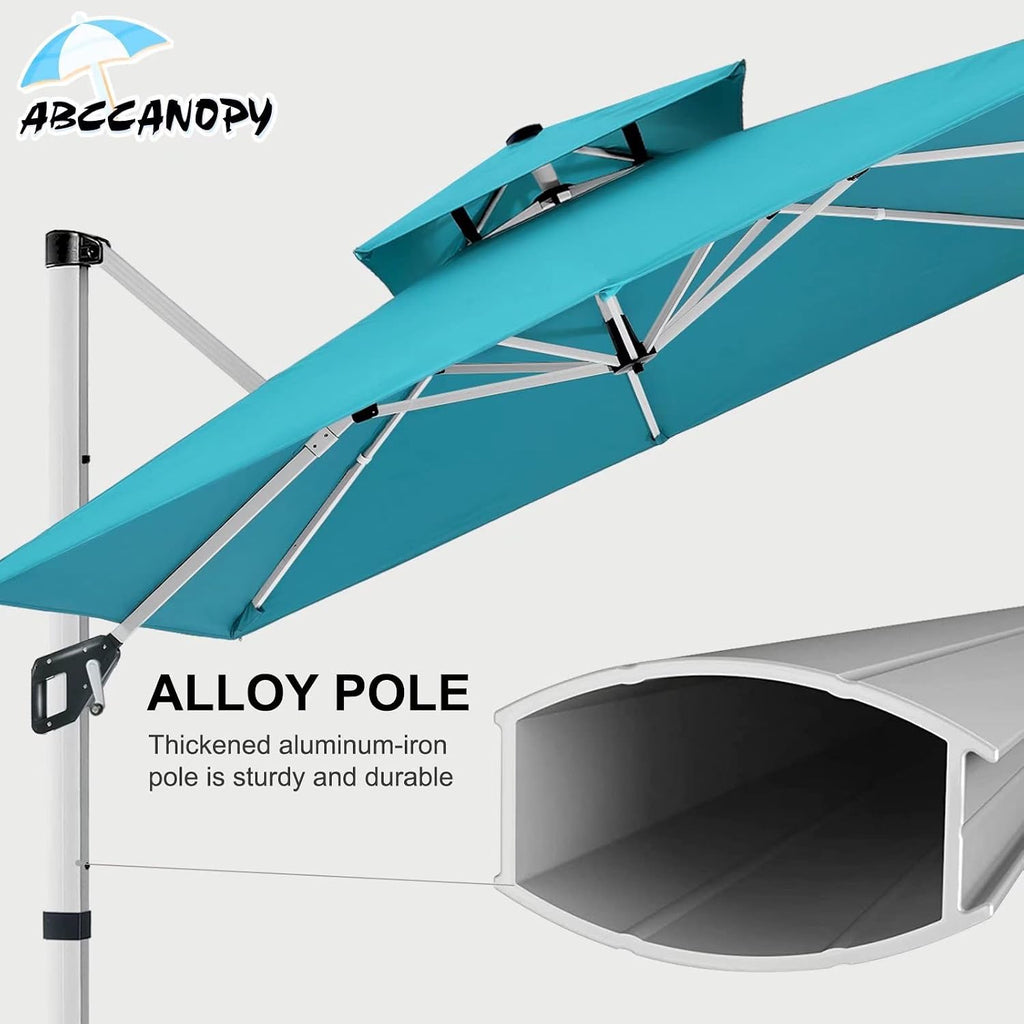 Patio Umbrella Cantilever Double Top Outdoor Offset Umbrella with 360° Rotation