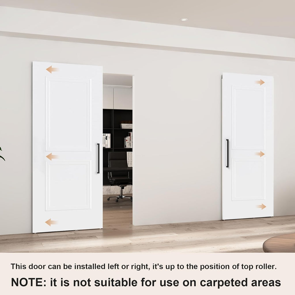 36"x84" Concealed Sliding Barn Door with Soft Close Hardware Kits, White Primed Solid Core Hidden Do