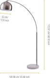 Arquer 68.1" Arc Floor Lamps, Home Offices, Dining Rooms, Bedrooms with Faux White Marble Base and Nickel Bell Shade