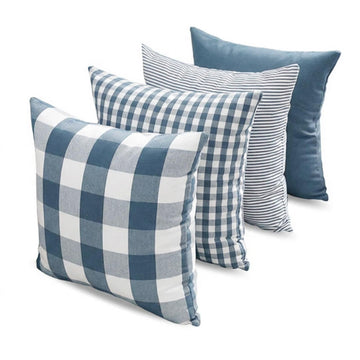 Light Dusty Blue Buffalo Check Plaid Farmhouse Pillow Covers 20x20 Set of 4