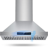 30 Inch Wall Mount Range Hood 1200 CFM 4 Speed Gesture & Touch Control 1500 lm LED Lighting