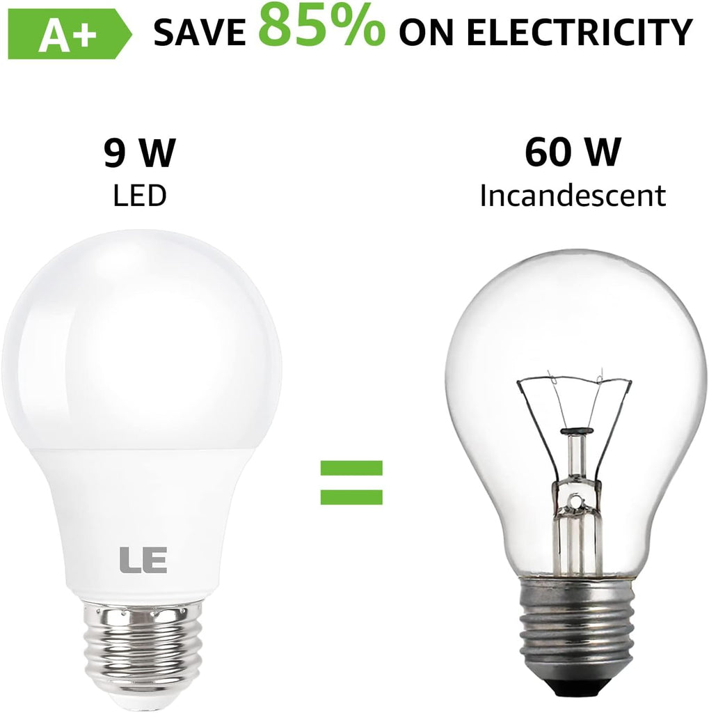 LED Light Bulbs 60 Watt Equivalent, 9W 800 Lumens Non-Dimmable, Daylight White 5000K, A19 E26 Standard Medium Base (5 Count)