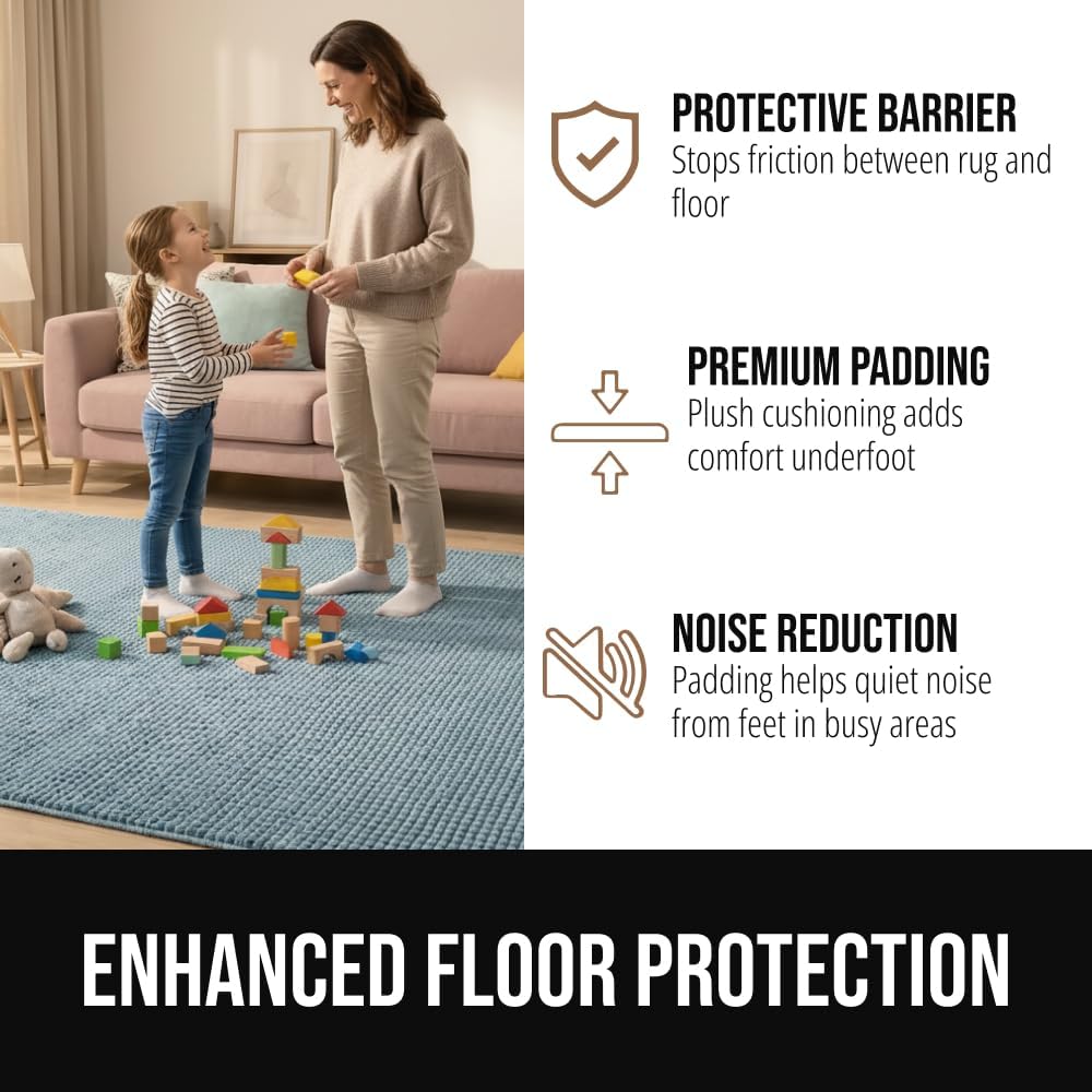Premium Dual Sided Thick 2x8 Rug Gripper Pad for Hardwood Floors, Breathable Slip Resistant Pad Grips Under Carpet