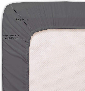 Full Size Sheet Set, 100% Egyptian Cotton Premium Hotel Quality 4 Piece Sheets Sets, High Thread Count Dark Grey