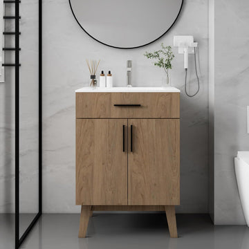 24" Bathroom Vanity with Sink, Vanity Combo with Two Soft Close Cabinet Doors