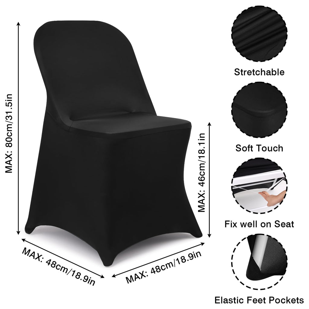 36 Pcs Black Folding Chair Covers Spandex Stretch Slipcover