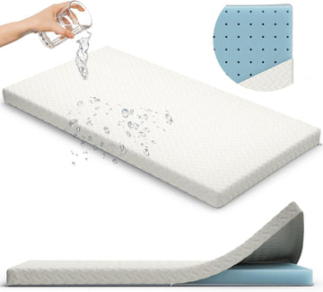 2" Crib Mattress Topper Memory Foam - Waterproof & Breathable Soft Cover | Fits Standard Size Cribs & Toddler Beds