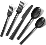 Black Silverware Set, 20-Piece Forged Flatware Set Cutlery Set Premium Stainless Steel, Service for 4