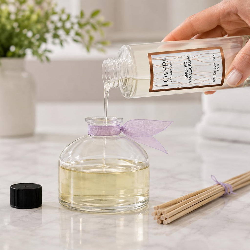 Vanilla & Patchouli Diffuser Oil - Luxury Essential Oils for Diffuser Refill & Air Freshener Room Spray - Set of 4