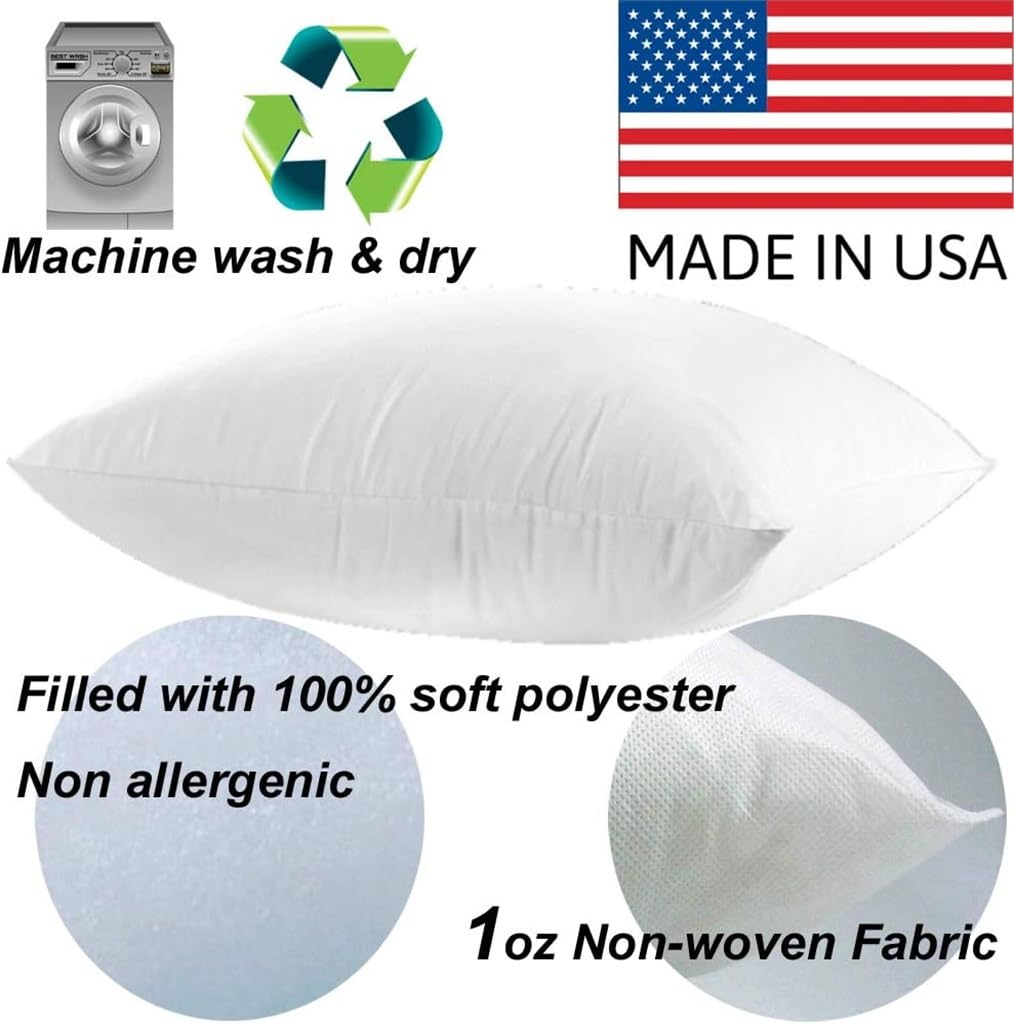 2 Pack Pillow Insert 28x28 Hypoallergenic Square Form Sham Stuffer Standard White Polyester Decorative Euro Throw