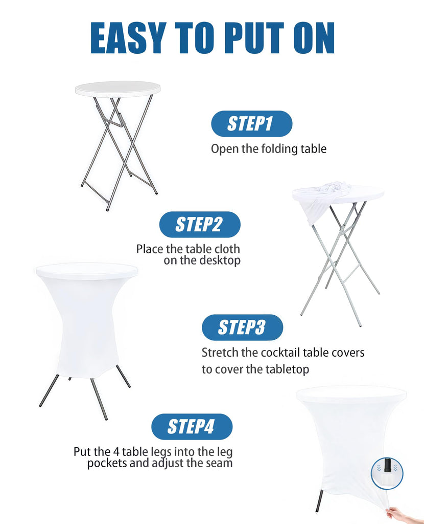Cocktail Table Covers - 2 Pack 32x43 Inch Table Cloth - White