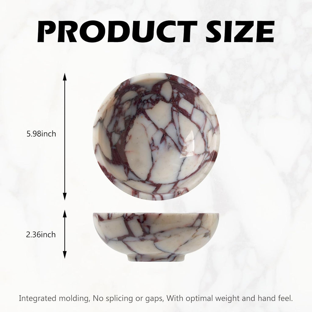 Luxury Natural Marble Catchall Bowl - Small 5.9-Inch Calacatta Viola Marble Table Key Holder, Decorative Jewelry Dish