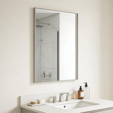 Bathroom Mirror for Wall, 36x24 Inch Framed Vanity Mirror Brushed Nickel